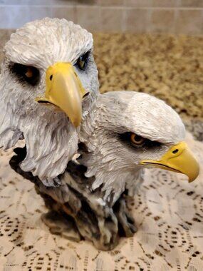 Detailed Double Head Bald Eagle Figurine Statue 6" High